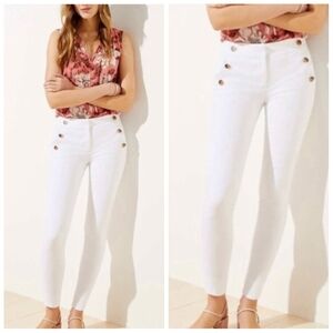 NWT LOFT Skinny White  Sailor Button-Detail Women Pants Women's 10 Nautical NEW!